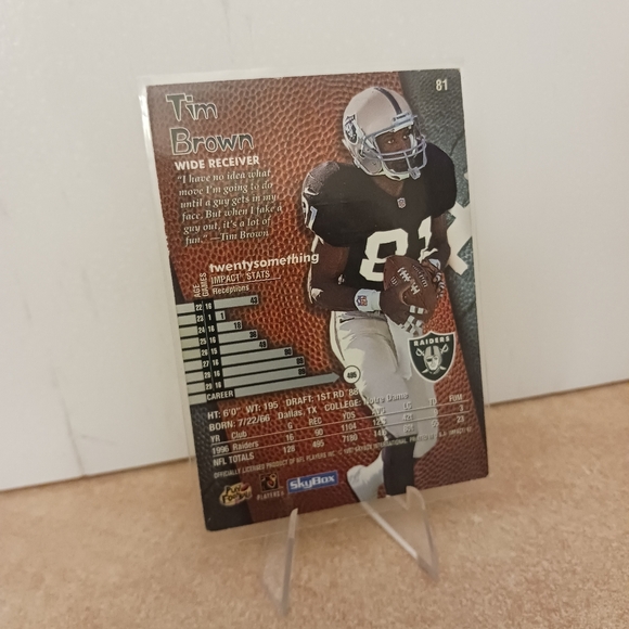 1997 TIM BROWN Skybox Impact Card #81 & Mini Standee 20" - Picture 2 of 4